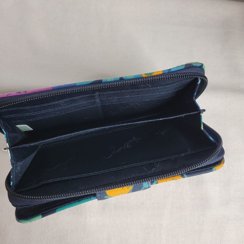 Vera Bradley Turnlock Zip Wallet Multicolor Blue Retired Pattern - Picture 6 of 10